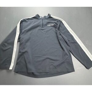 HEAD Quarter Zip Pullover Men's XL Black White Stripe Athletic Performance Shirt